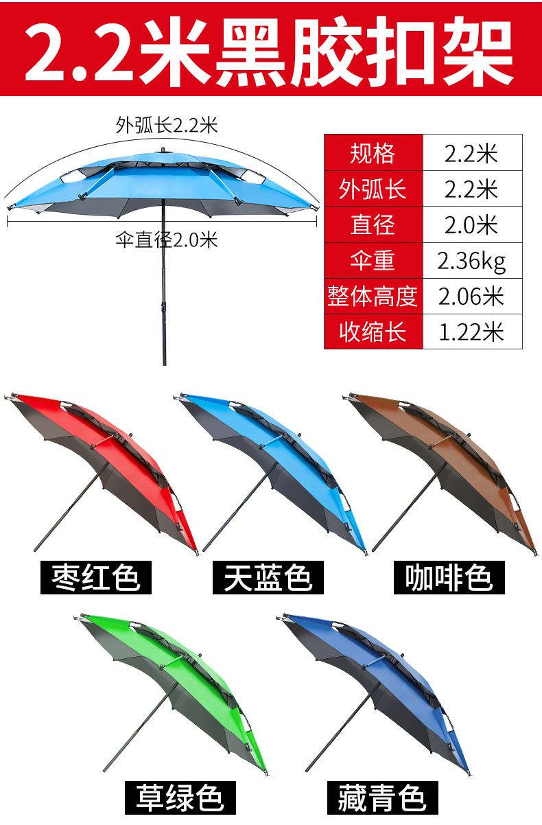 2.2米雙層黑膠戶外釣魚廣告傘 2.2米雙層黑膠戶外釣魚廣告傘